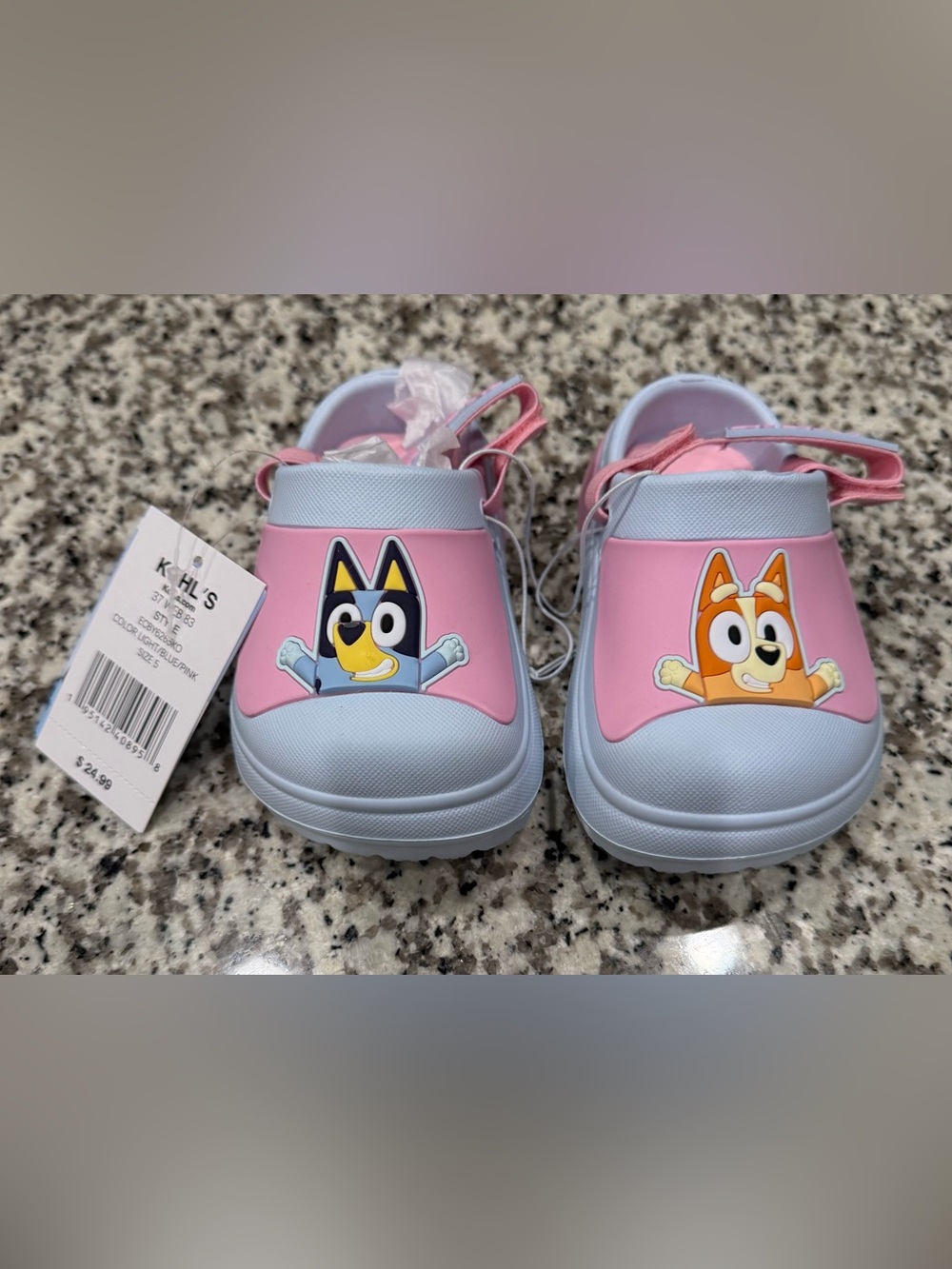 Kids Pink Blue Slip-On Clogs with Bluey Design